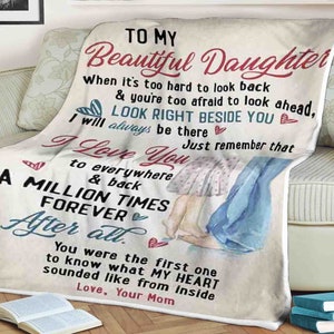 Para mi hermosa hija, manta con nombre personalizada, manta para regalo, manta familiar, te amo, amo a tu mamá