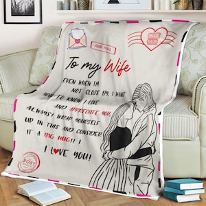 Manta con carta para mi esposa Quiero que sepas que te amo y te aprecio siempre Te amo, regalo de mi esposo, manta con nombre personalizada