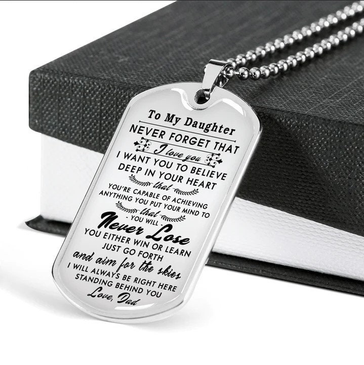 Portachiavi Personalizzato Per Papà Con Incisione "Daddy Never Forget I Love You" | Regalo Dalla Figlia In Acciaio Inox