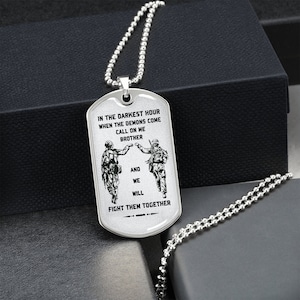 Police Dog Tag Necklace Silver Gold in the Darkest Hour Call on Me Brother Will Fight Them Together Custom Dog Tags Engraved Necklace Etsy