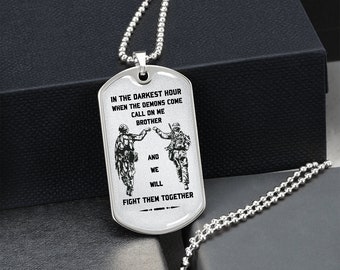 Soldier Dog Tag ketting zilver goud in het donkerste uur bel me broer zal ze samen bevechten Custom Dog Tags gegraveerde ketting