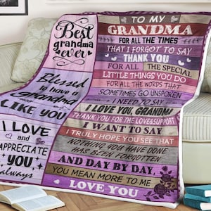Purple wooden background blanket to my grandma, blanket for grandma, gifts for Christmas anniversaries, birthdays, gifts for mother's day