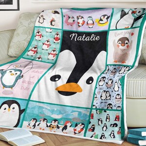 Personalisierte Pinguin Babydecke, Babydecke, Pinguin-Babypartygeschenk, Geschenk für Baby, lustige Pinguindecke, Geschenk für Pinguinliebhaber