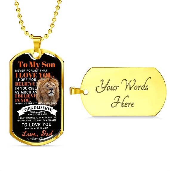 dad lion dog tag for son