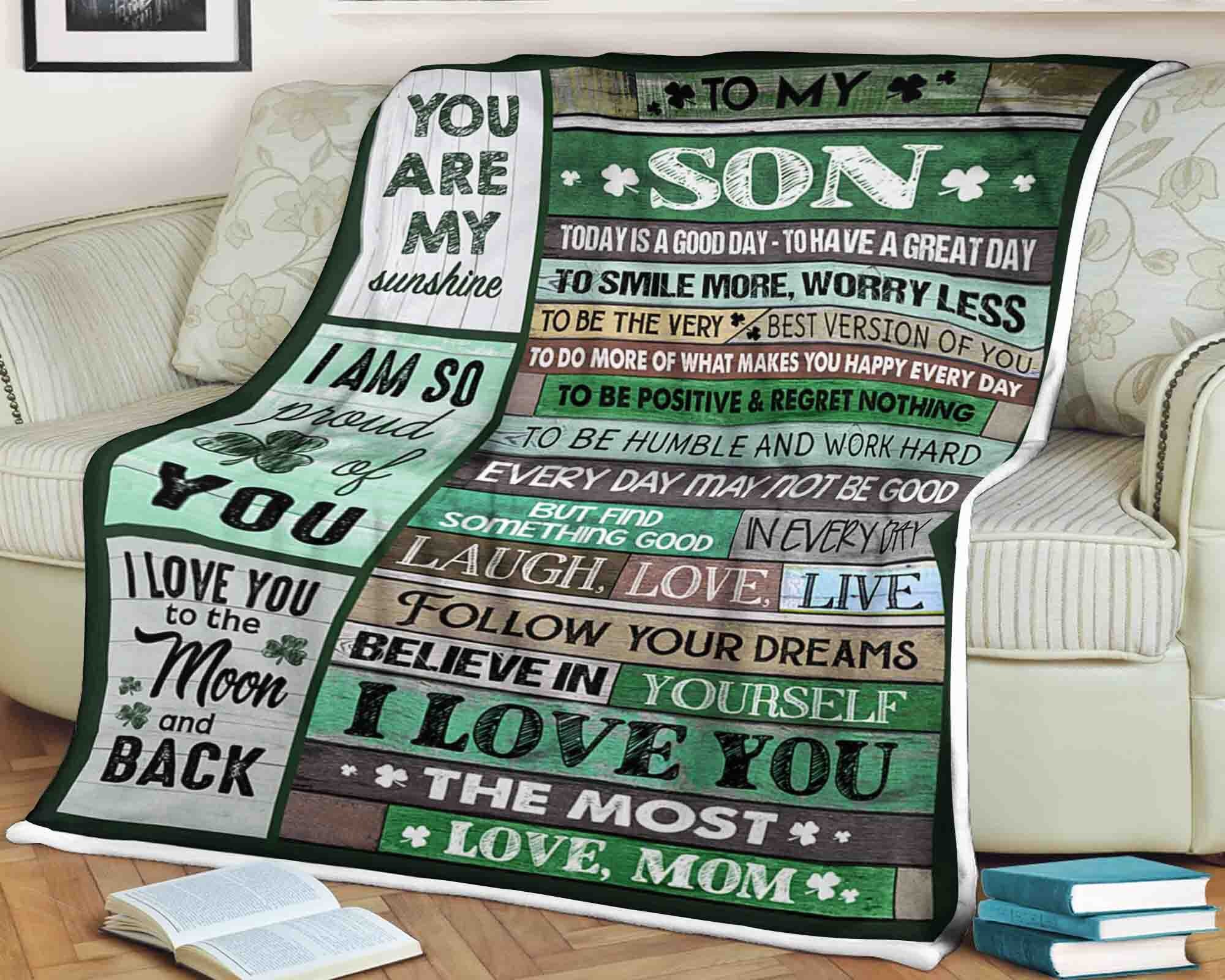 Family blanket to my son a great day to smile more worry less Etsy