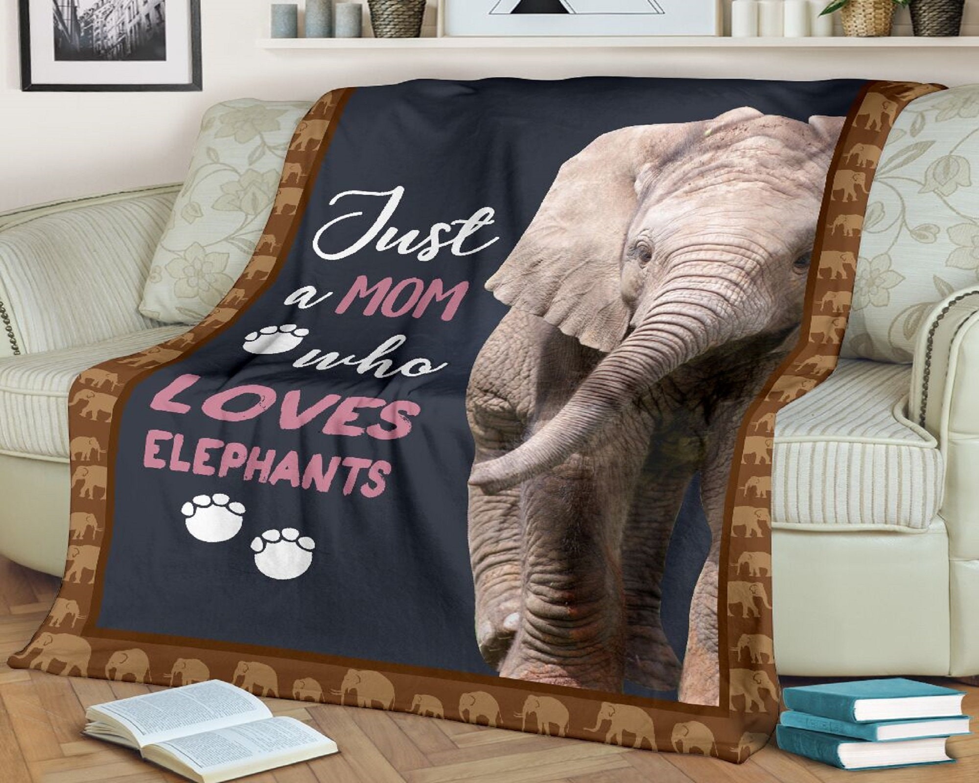 Personalized Elephant blanket just a mom who loves elephants Etsy
