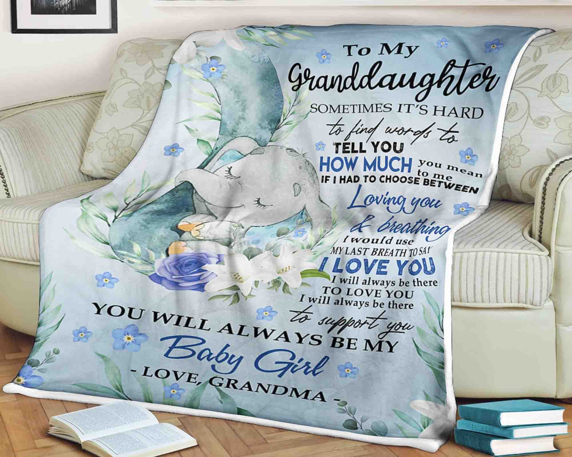 Elephant blanket to my granddaughter how much you mean to me i Etsy