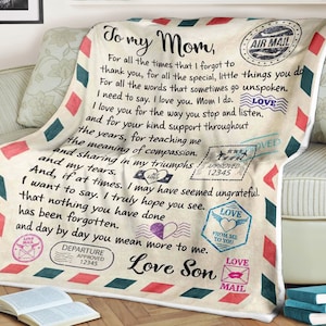 Carta manta polar para mi mama, todas las veces que me olvide de agradecerte, amor hijo, regalo para mama, regalo aniversario, carta de hijo a mama