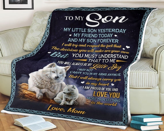 Wolf to my son from mom I will always carry you in my heart I love you blanket Wolf to my son from mom I will always carry you in my heart I love you blanket