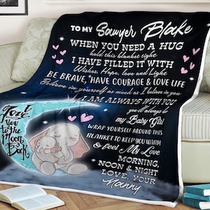 Couverture éléphant lune pour ma petite-fille, soyez courageux, ayez du courage et aimez la vie, couverture personnalisée avec prénom, couverture de grand-mère, couvertures pour fille