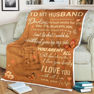 Cobertor para meu marido, presente romântico da esposa, impressão de mão em areia, presente de aniversário, aniversário ou dia dos namorados para ele