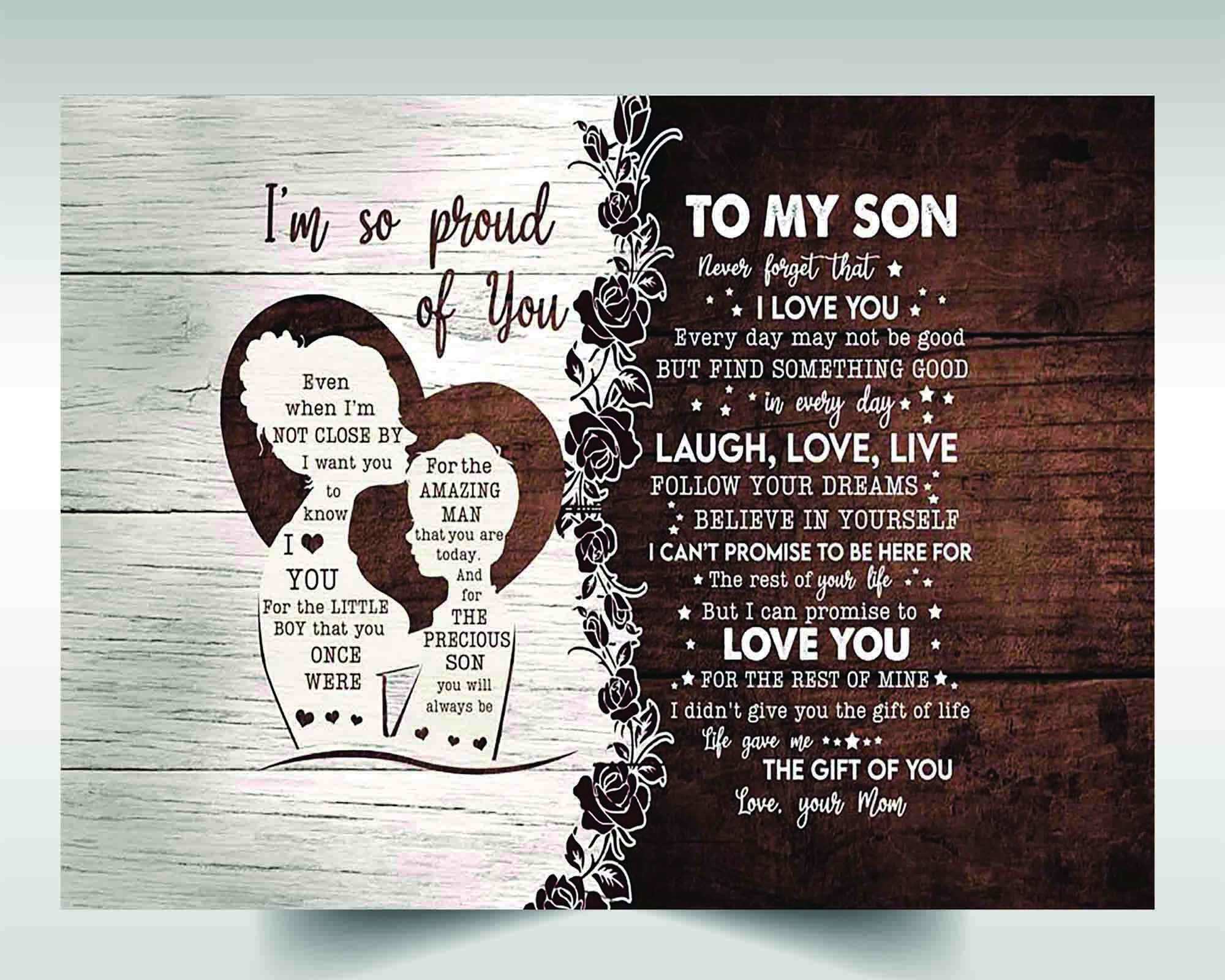 Family Canvas Poster to My Son I'm so Proud of You Never Forget That I Love  You Laugh Follow Your Dreams Believe in Yourself Love You Mom - Etsy