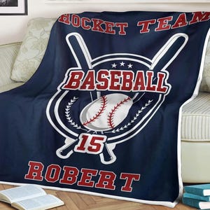Manta de béisbol personalizada, manta de béisbol, manta de deportes de equipo, regalo de entrenador de béisbol, regalo para fanáticos del béisbol, regalo de jugador de béisbol