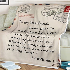 Manta con carta para mi mejor amiga, te quiero y aprecio, manta con nombre personalizada, mantas para niñas y niños, manta para regalos de navidad