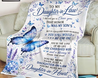 Daughter In Law Fleece Blanket, Daughter In Heart Gift, Mother In Law Gift for Daughter In Law, Christmas Birthday Blanket