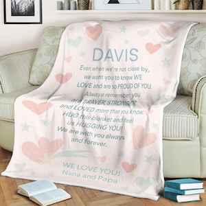 Personalisierte Decke für Enkel Anderson Wir lieben dich Nachricht von Nana & Papa Sternenherz Design Ermutigung Geschenk für Ihn