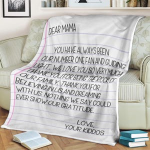 Cobertor de carta querida mamãe nós te amamos muito obrigado pelo presente para a mamãe, personalizado para a mamãe, presente de dia das mães, presente de dia dos namorados