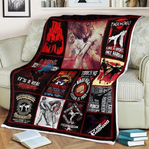 Taekwondo Sherpa Blanket, Martial Blanket, Taekwondo Fleece Sherpa Blanket, Taekwondo Girl Blanket, Martial Lover Blanket