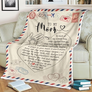 Cobertor de carta personalizado para minha mãe, presentes de dia das mães para a mãe, cobertor personalizado para a mãe, cobertor de família, cobertor de nome personalizado, cobertor de Natal