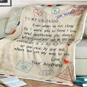 Manta con carta para mi novia te amo y te aprecio, manta para regalar a mi novia, regalos de aniversario de san valentín, regalo de novio