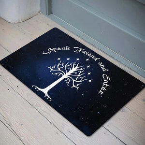 Tree of Gondor Speak Friend And Enter Doormat, Lords Ring Doormat, Closing Gift Home Decor