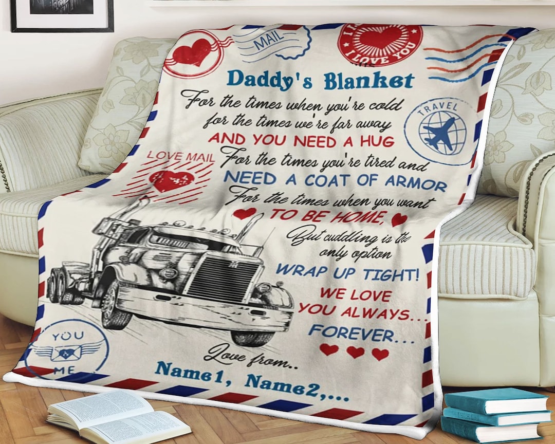 Letter Trucker Background Blanket Daddy Truckers We Love You Always