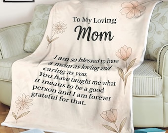 Manta con diseño floral para mi querida mamá. Regalo sentimental para madre de parte de hija o hijo. Ideal para el Día de la Madre, cumpleaños o Navidad. Manta suave de forro polar.