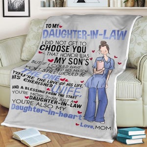Nurse blanket to my daughter in law you're also my daughter in heart love mom, Gifts from Daughter, Gift For Her, Christmas Gifts For Mom