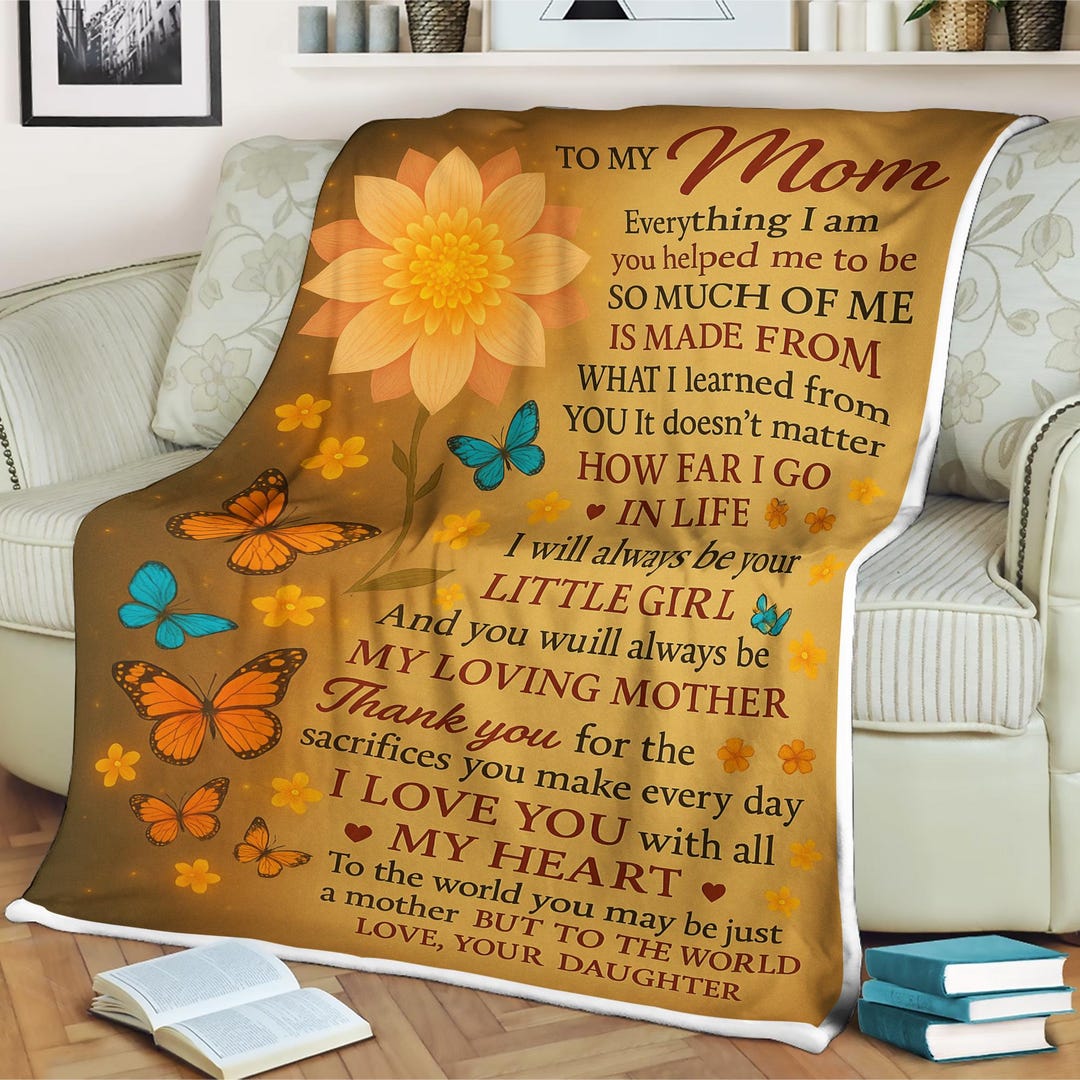 To My Mom Blanket Personalized Gift From Daughter Mother's Day Floral ...