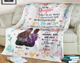 Flower family blanket to my daughter, personalized name blanket , daughter birthday gift, daughter blanket, gift from mom, gift for daughter