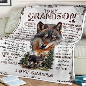 Cobertor de lobo para meu neto, eu sou a tempestade, pense em quem é o neto que você é, sempre te amarei, terei orgulho de você, amo a vovó