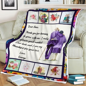 Paar Blumendecke, 50-jähriges Jubiläum, 25-jähriges Jubiläum, 40-jähriges Jubiläum, goldenes Jubiläum, personalisierte Decke, Fleecedecke