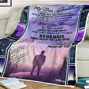 Family blanket to my dear grandson remember how much you are loved i am so proud of you, blankets for boys, blanket gift for christmas