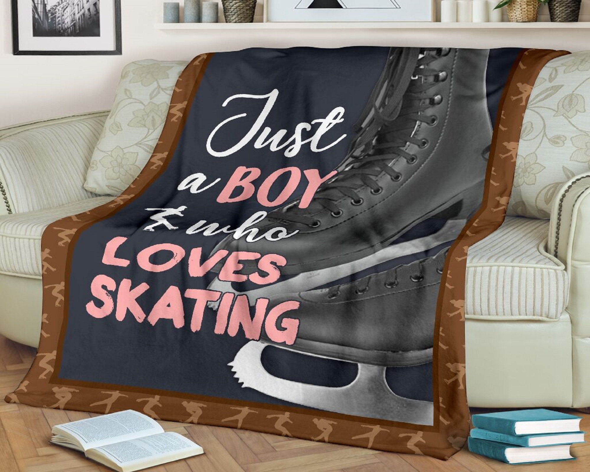 Personalized Skating blanket just a boy who loves Skating Etsy