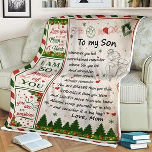 Carta cobertor de Natal Eu te amo até a lua e de volta, cobertor de lã, cobertor para meu filho, cobertor com nome personalizado, cobertor de Natal