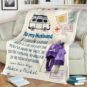 Manta para coche con carta, manta para mi esposo, regalo del día del padre, regalo para mi esposo, manta personalizada, regalo para papá, manta de vellón