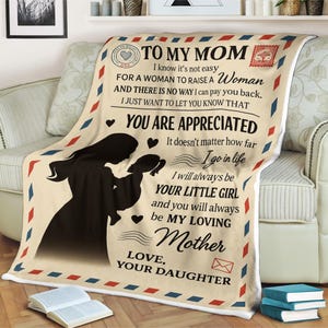 Manta para mi mamá, carta sincera de hija a madre, regalo personalizado por correo aéreo, manta sentimental para el Día de la Madre para mamá