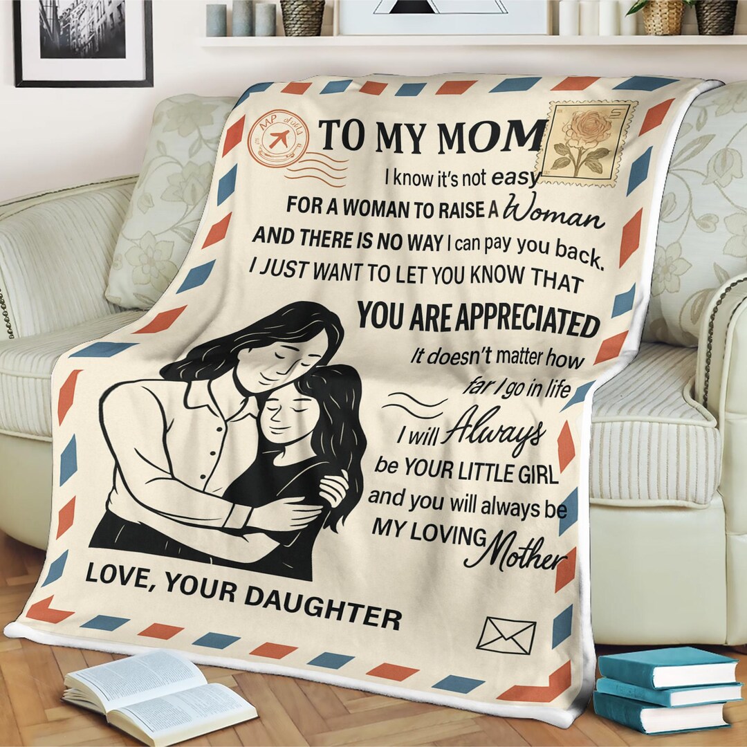 To My Mom Blanket Heartfelt Letter Flower From Daughter to Mother ...