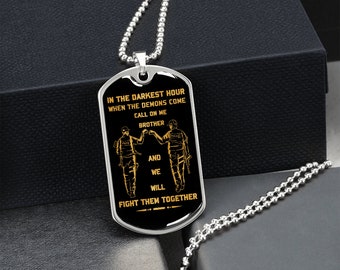 Polishundbricka halsband silver guld i den mörkaste timmen kalla på mig bror kommer att slåss mot dem tillsammans personliga hundbricka graverade halsband
