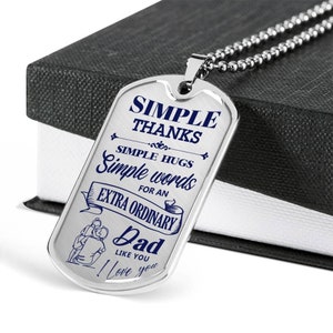 Background dad and baby dog tag necklace simple thanks, extraordinary dad like you, father&#39;s day gift, gift for dad, gift from son, daughter