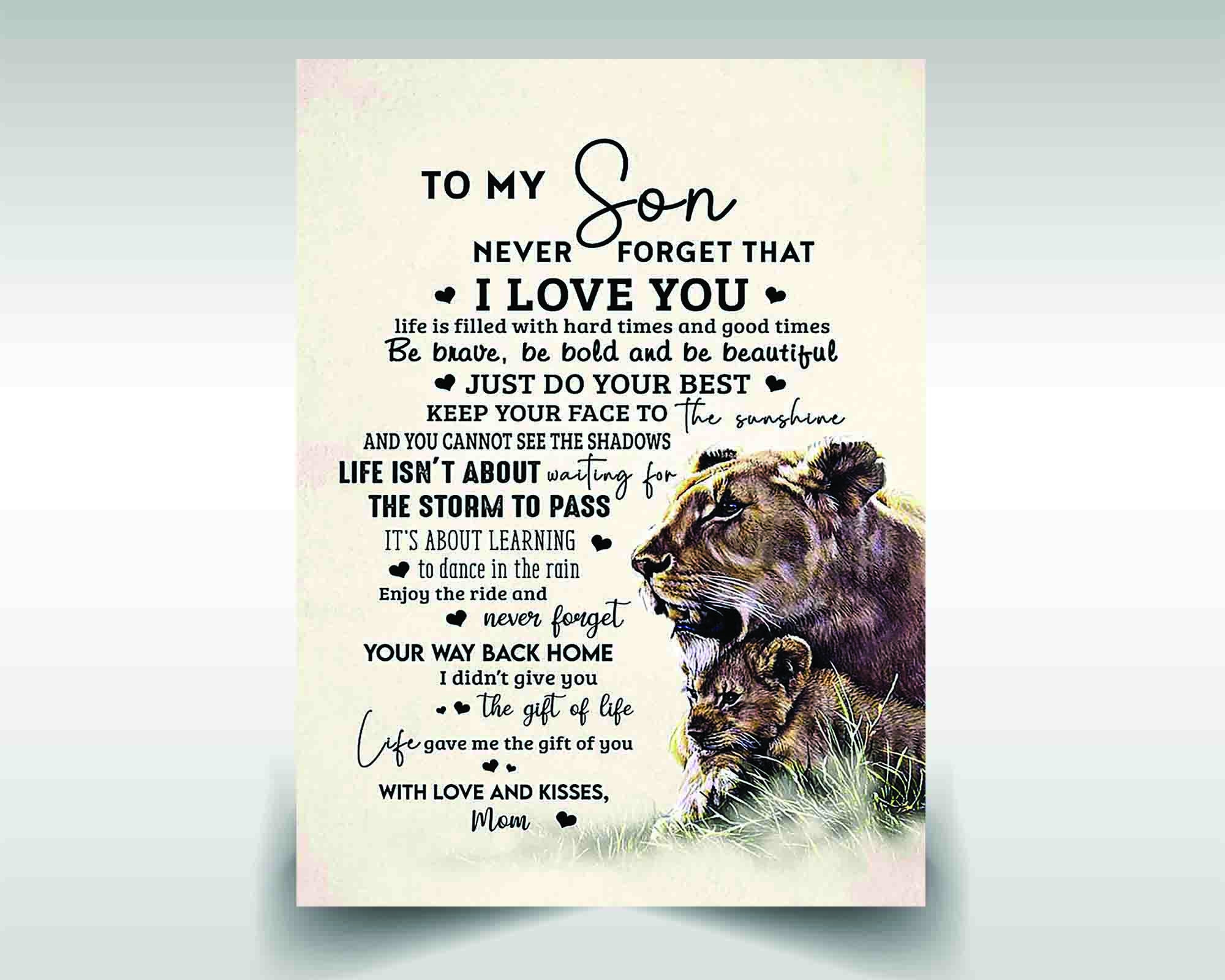 Lion Family Canvas Poster to My Son Never Forget That I Love You Just ...