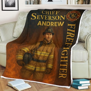 Personalized Firefighter Blanket  Custom Fireman Gift for Chief Severson Andrew Fire Department Hero Blanket Firefighter Appreciation Gift