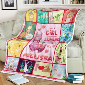 Llama blanket just A Girl Who Loves Llamas Alpaca Animals Blanket, Cactus Llama Blanket, Gift for Llama Lover