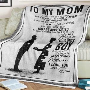 Family blanket to my mom you are appreciated, you will always be my loving mother, personalized name blanket, blankets from girls and boys