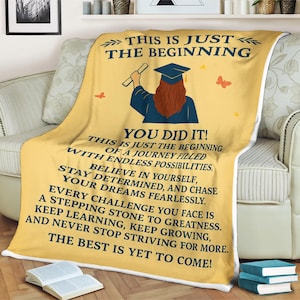Graduation Blanket Gift for Her Inspirational Quote Blanket for Daughter, Niece or Friend Senior 2025 Keepsake Just the Beginning