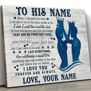 Póster de lienzo personalizado de Family Crown: tu primer beso, tu primer amor, lo último, todo lo que nuestra relación debe ser, te amo por siempre.