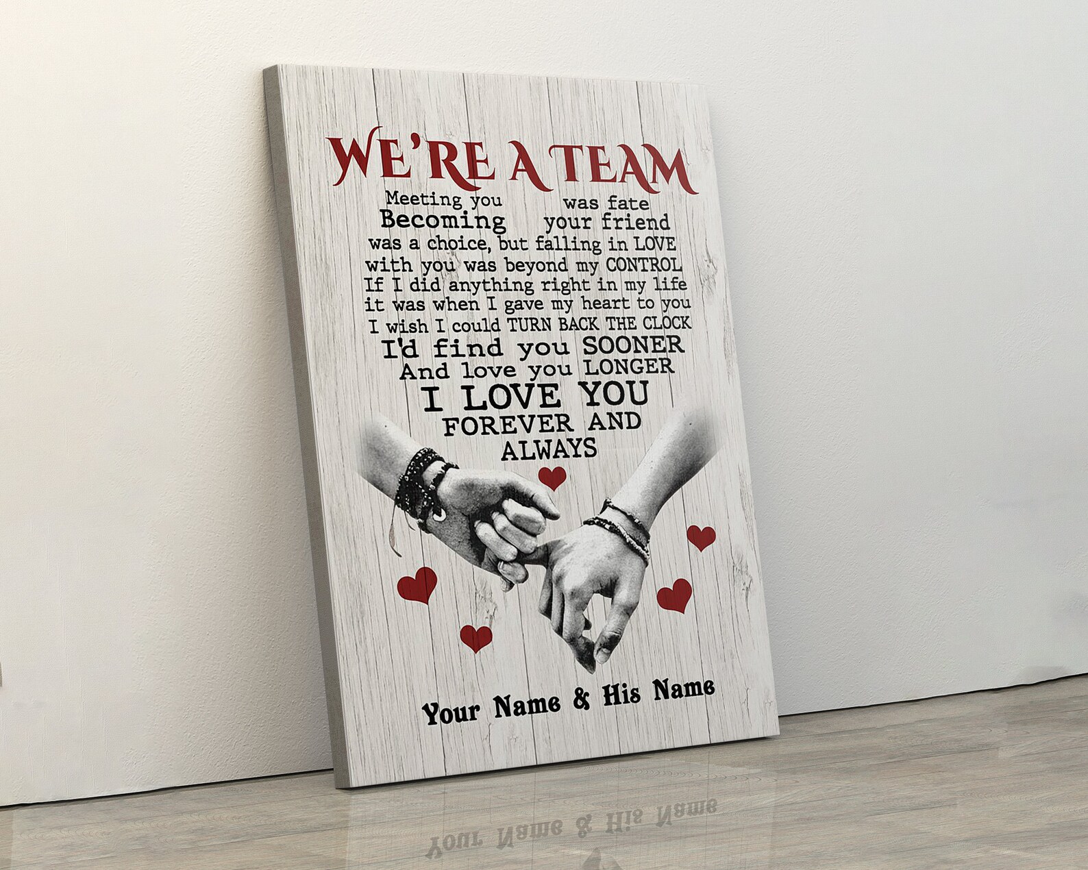 Personalized hand canvas poster we're a team meeting you Etsy