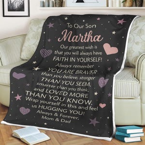 Personalized Son Leo Blanket from Mom and Dad Inspirational Gift for Son with Custom Name Soft Throw for Birthday graduation