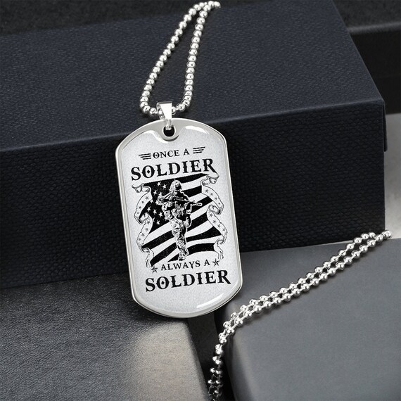 Soldier Dog Tag Necklace Silver Gold 