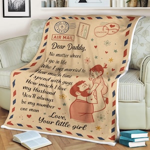 Manta para papá de hija: "Siempre serás mi hombre número uno", carta por correo aéreo, manta polar personalizada, idea de regalo para el Día del Padre